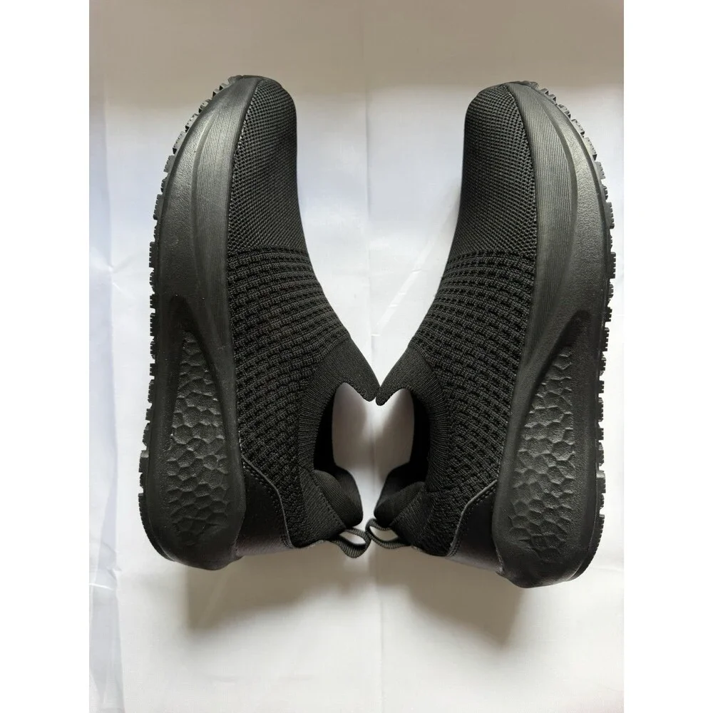 SHULOOK Womens 8 Black Non Slip Work Shoes Restaurant Kitchen Sneakers Stretch